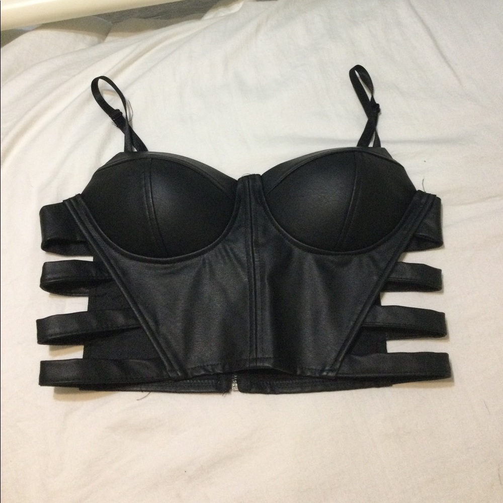Faux leather crop top